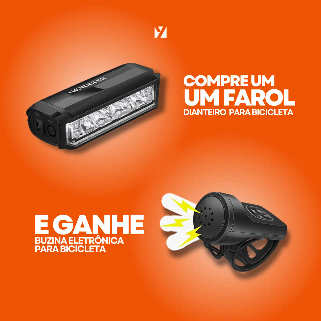 Farol de Bike +Buzina Eletrônica de Brinde – Iluminação Forte e Segurança em Dobro