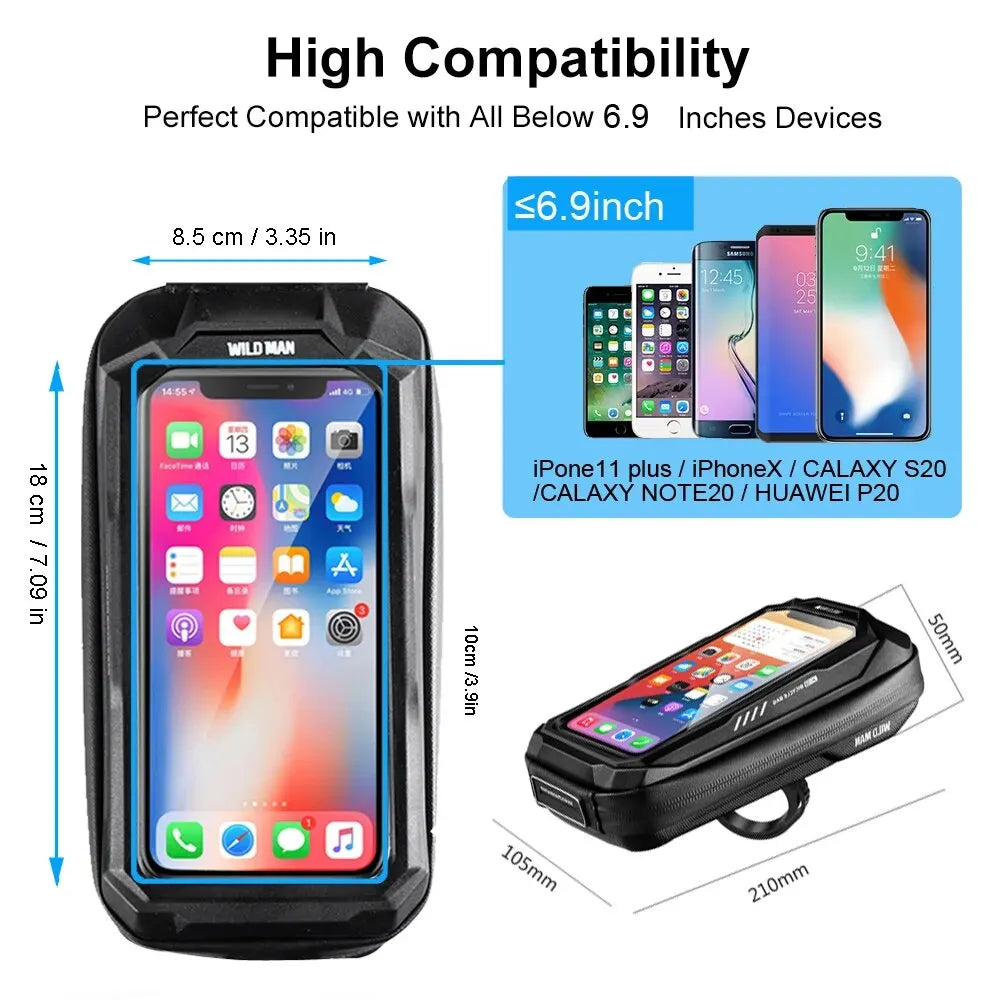 Bolsa de Quadro Wild Man com Suporte para Celular – Proteção, Praticidade e Design Aerodinâmico