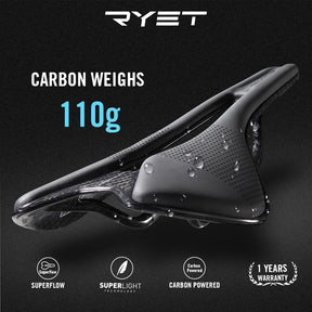 Selim RYET em Fibra de Carbono 110g – Superleve, Confortável e de Alta Performance