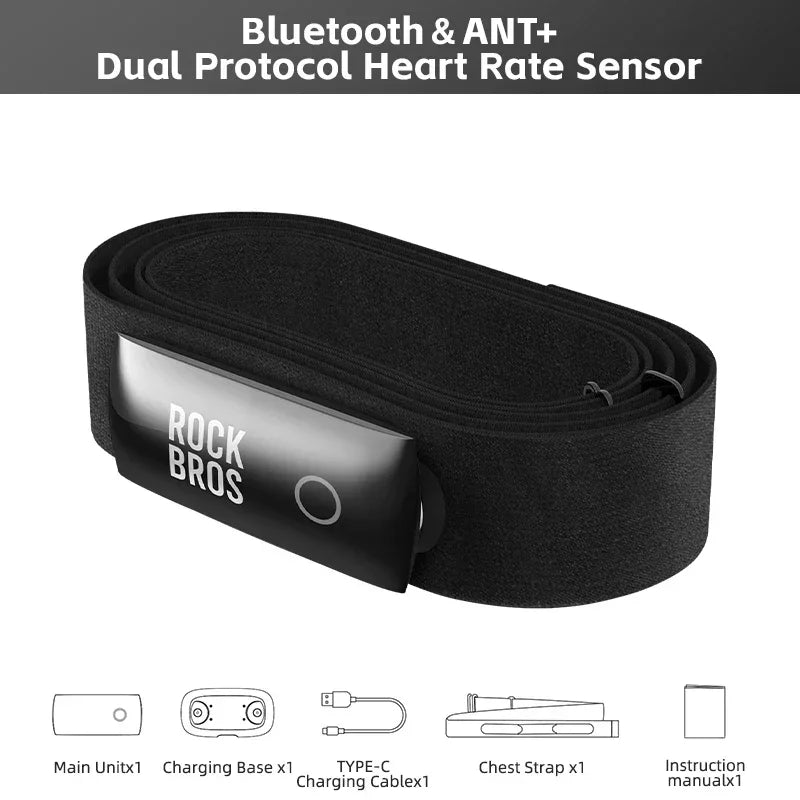 Sensor Cardíaco ROCKBROS H828 – Bluetooth 4.0 e ANT+ para Monitoramento Preciso