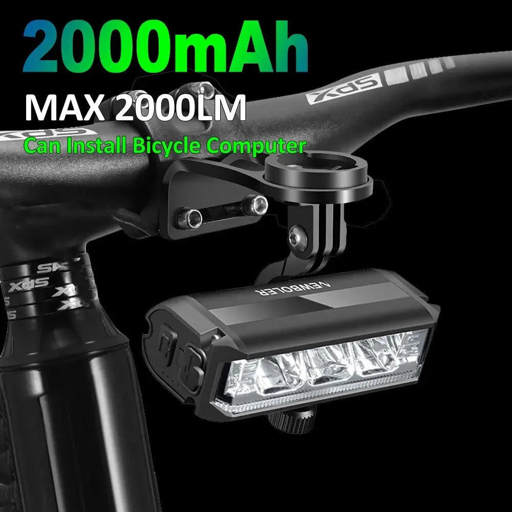 Farol Dianteiro para Bike 2000 Lumens com Suporte para Ciclocomputador – Potência e Integração Total