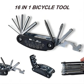 Kit de Ferramentas 16 em 1 – Solução Completa para Reparos em Bicicletas e Motos